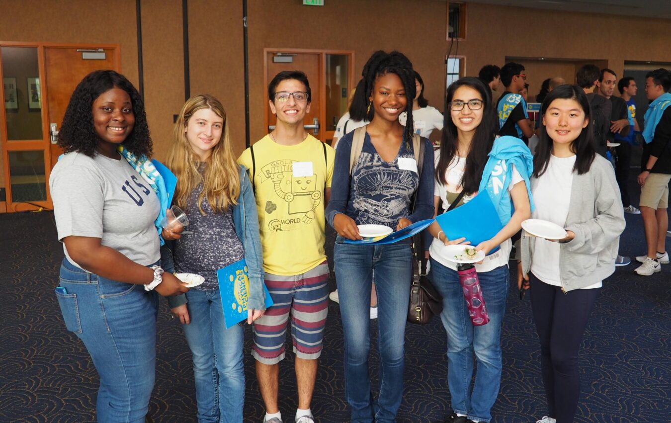 A group of new UCLA students at welcome event