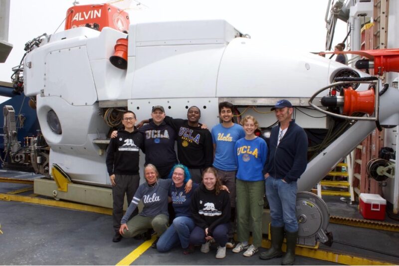 Students sanding in front of the UCLA deep-sea submersible Alvin