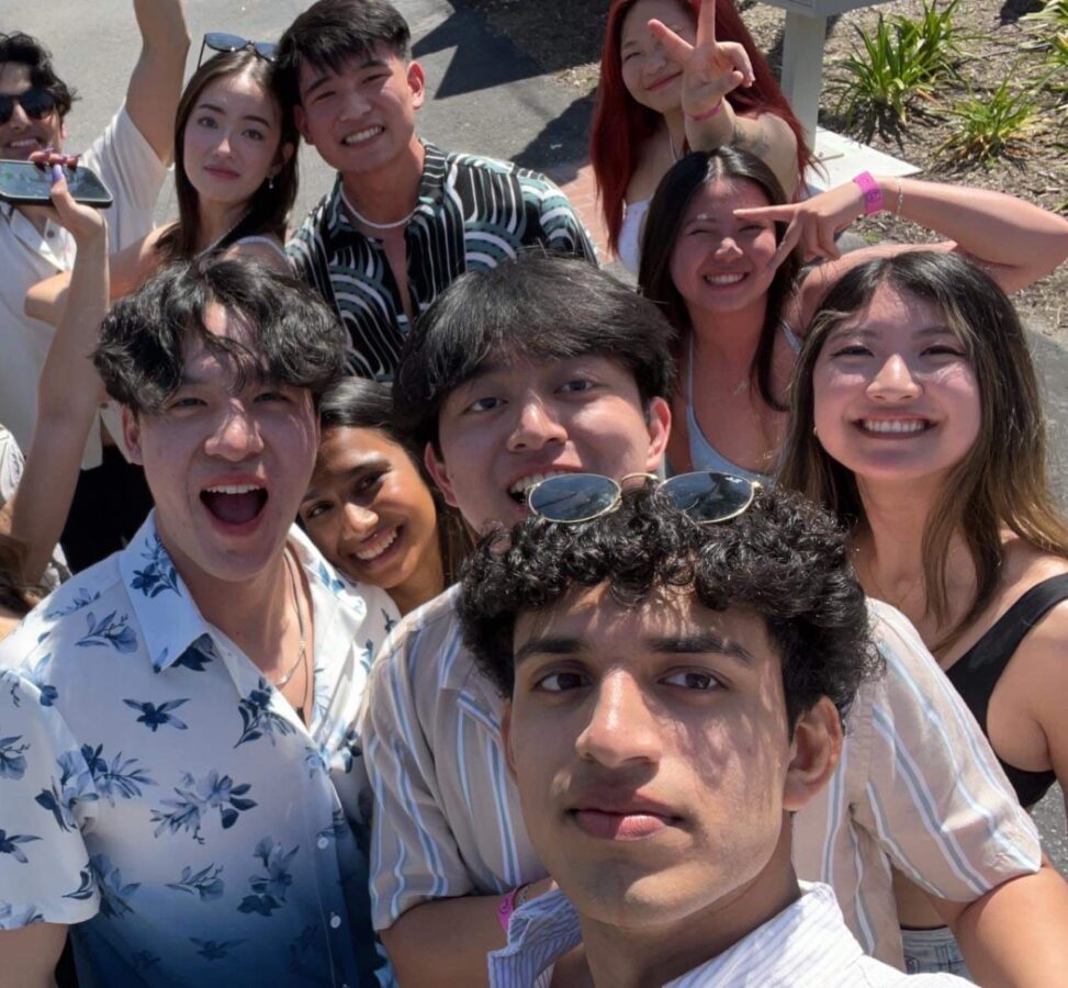 A selfie of Anish on the UCLA campus with other Statistics and Data science students