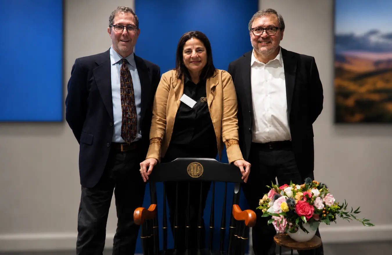 Earth, Planetary & Space Sciences Department Chair Jonathan Aurnou, Professor Carolina Lithgow-Bertelloni, Dean Miguel Garcia-Garibay.
